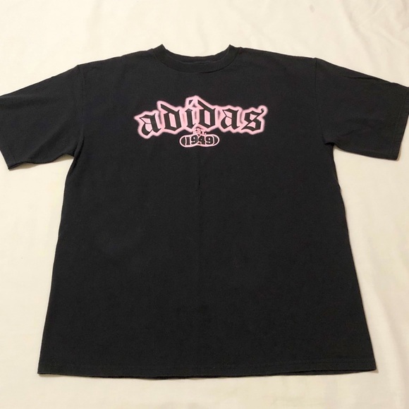 adidas Other - Men’s Adidas S/S Black T-shirt with Pink Logo - M